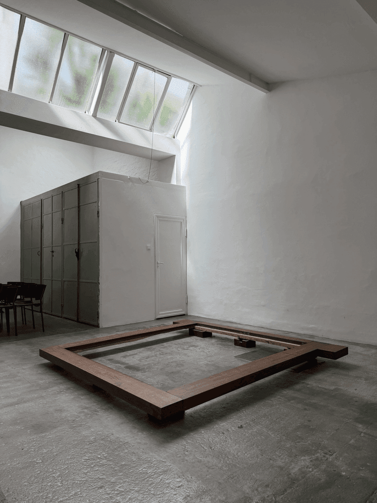 Donald Judd Attrib., Unique Large Solid Wood Bed Frame, Studio Production