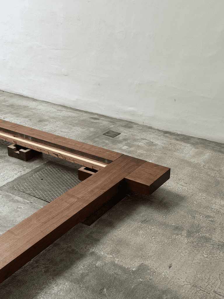 Donald Judd Attrib., Unique Large Solid Wood Bed Frame, Studio Production