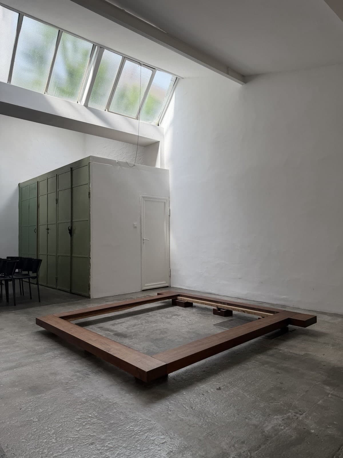 Donald Judd Attrib., Unique Large Solid Wood Bed Frame, Studio Production