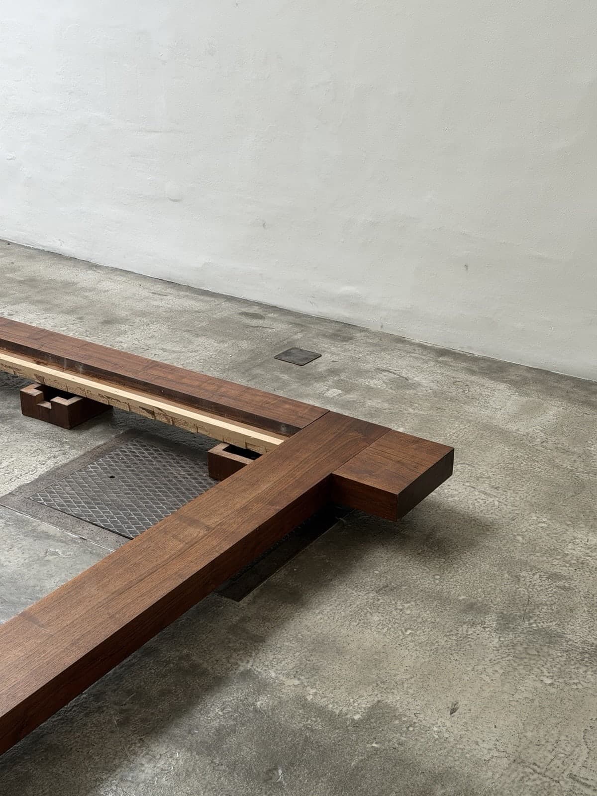 Donald Judd Attrib., Unique Large Solid Wood Bed Frame, Studio Production